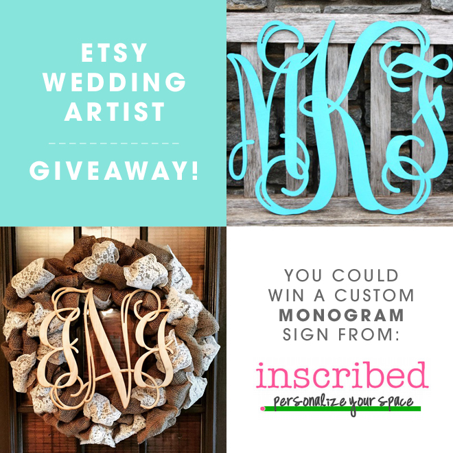 You could win an 18" custom, wood monogram from Inscribed!