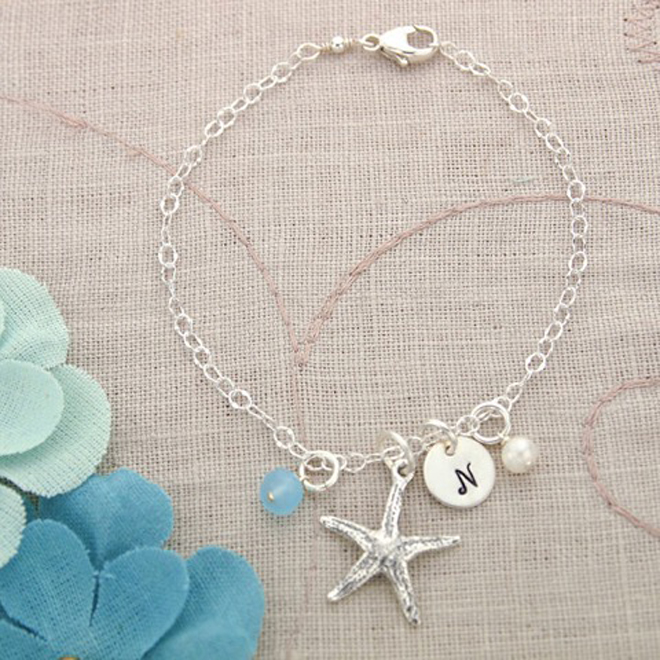 Custom, sterling silver starfish bracelet from Tracy Tayan Designs