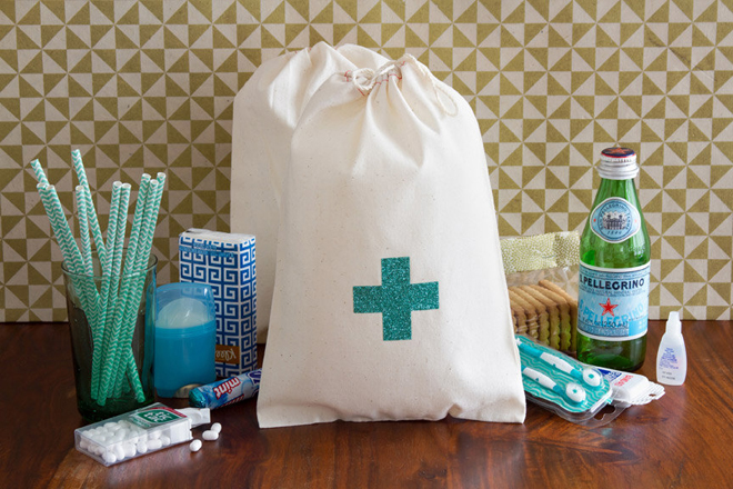 Large Turquoise Glitter Hangover or Welcome Bag from Be Collective
