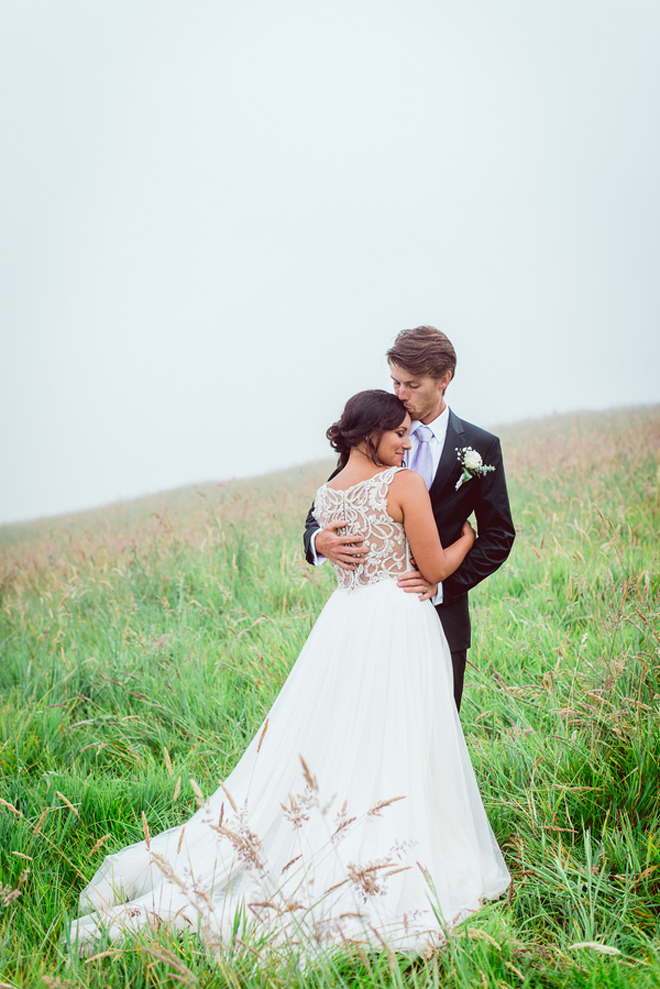 Beautiful Bride and Groom embrace