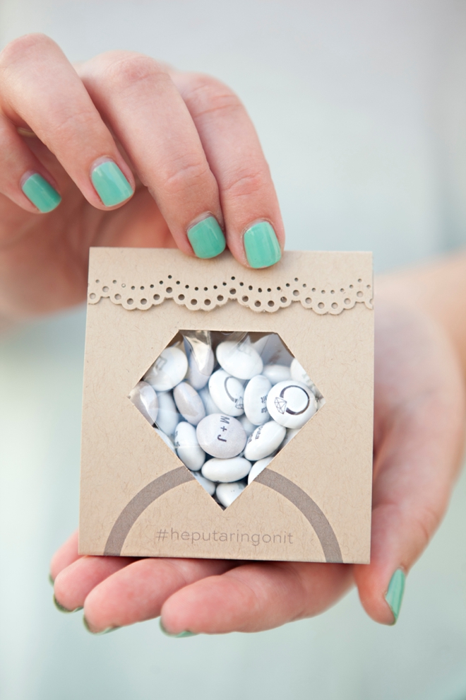 Adorable DIY diamond ring candy pouch favors!