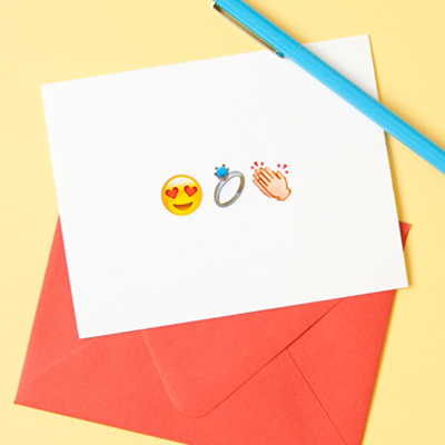 DIY silly and totally cute Emoji wedding cards