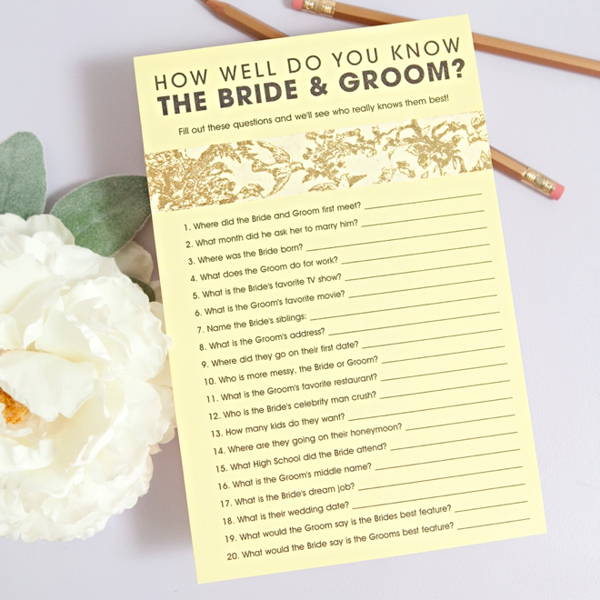 Bride And Groom Quiz Game