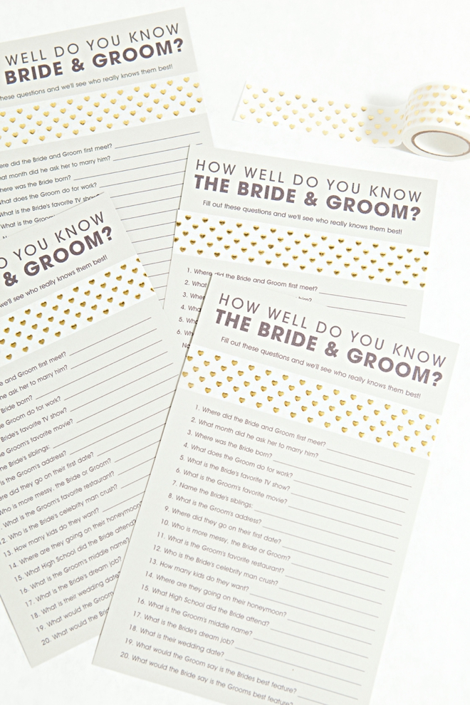 Free Printable How Well Do You Know The Bride and Groom Game