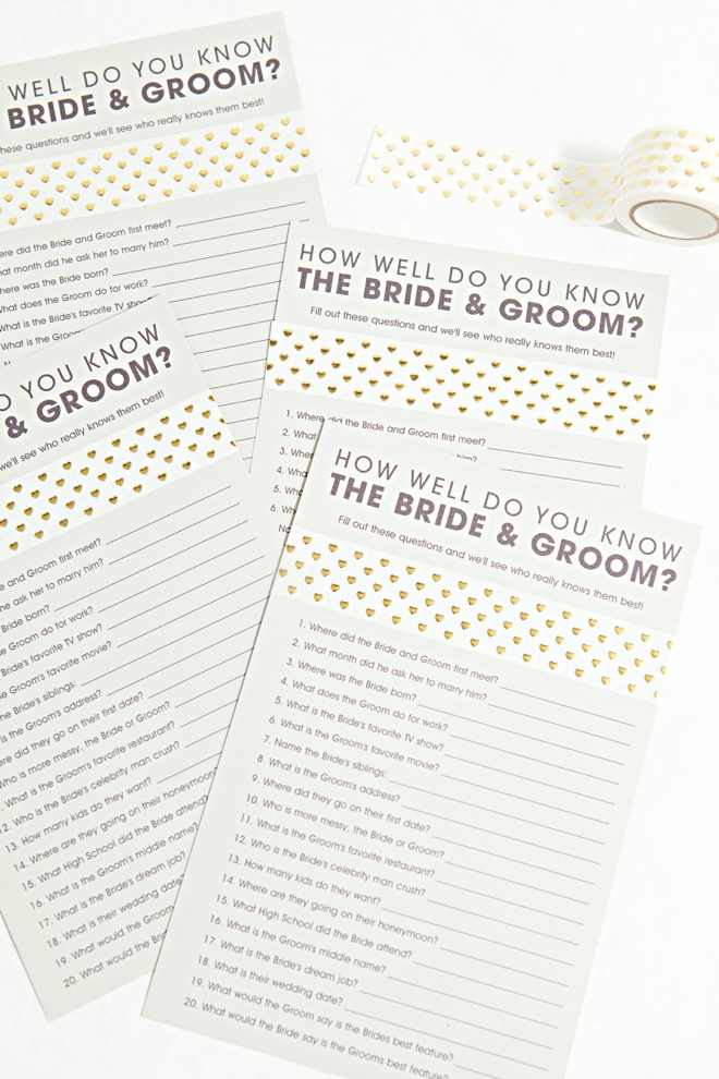 FREE Bride and Groom Trivia Questions Bridal Shower Game - Leap of Faith  Crafting