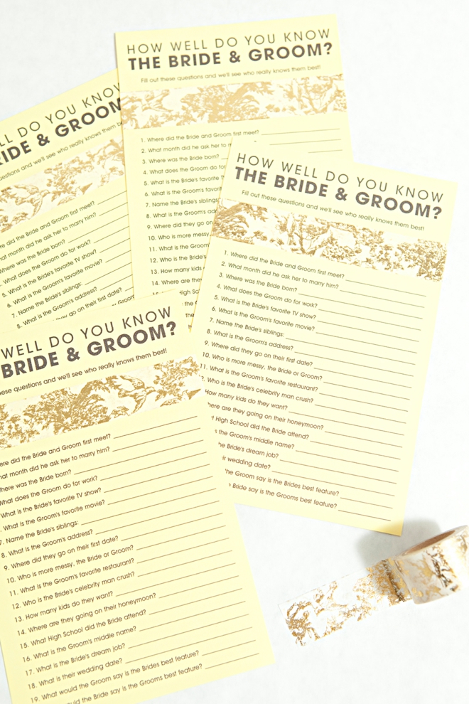 FREE Bride and Groom Trivia Questions Bridal Shower Game - Leap of