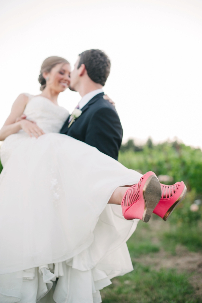 Pink wedding shoes