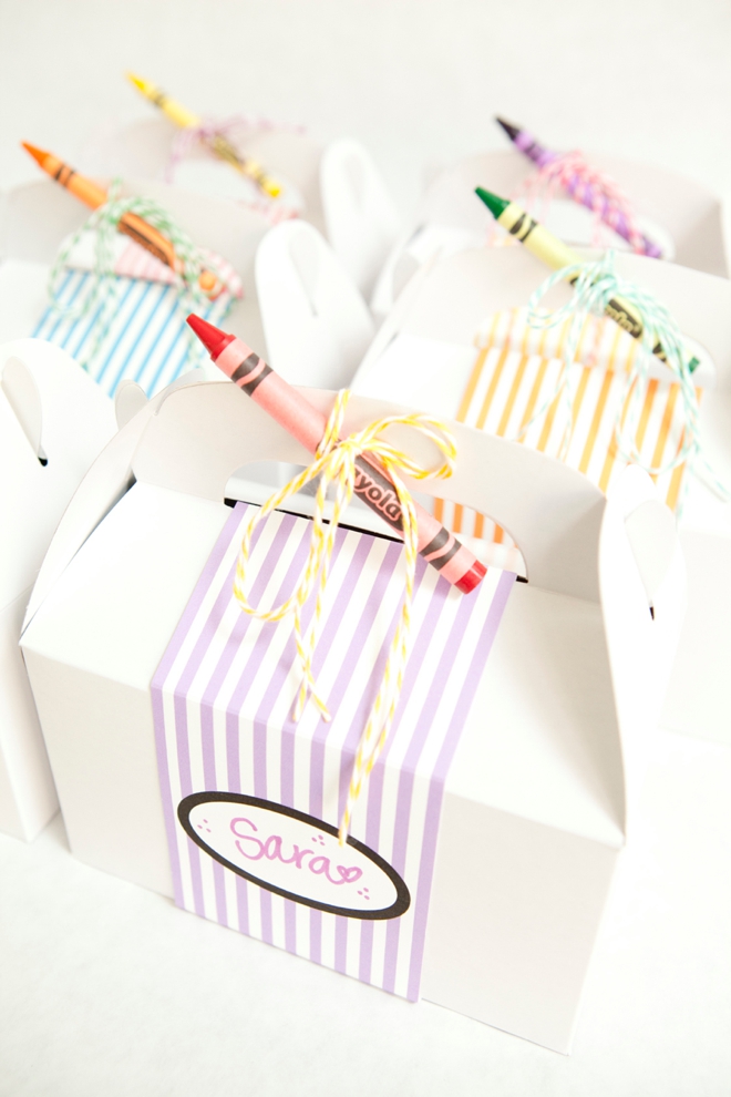 DIY Kids Wedding Favor Box with free coloring sheets