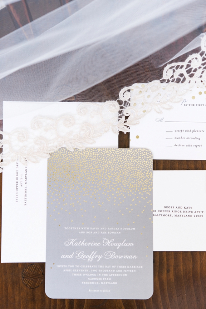 Gray and Gold wedding invitations