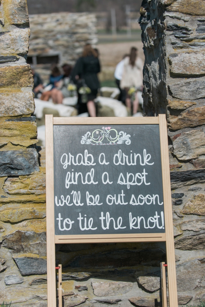 Grab a drink, find a spot, we'll be out soon to tie the knot