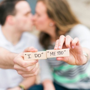 Adorable engagement session with scrabble tiles