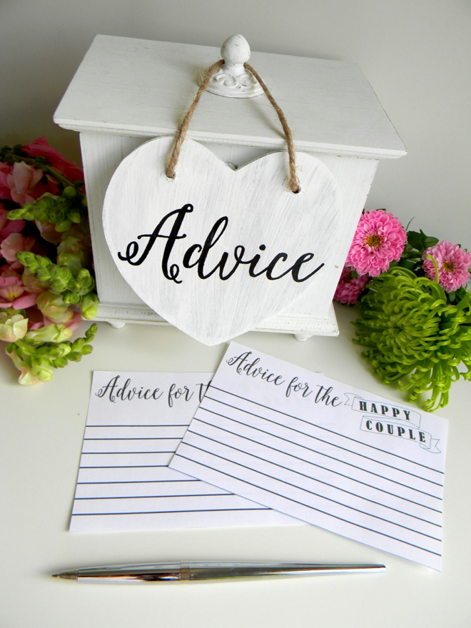 FREE wedding advice card printable from JustForKeeps!