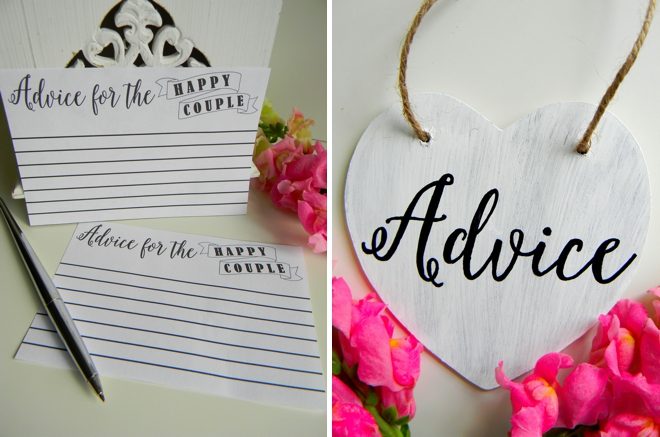 FREE wedding advice card printable from JustForKeeps!