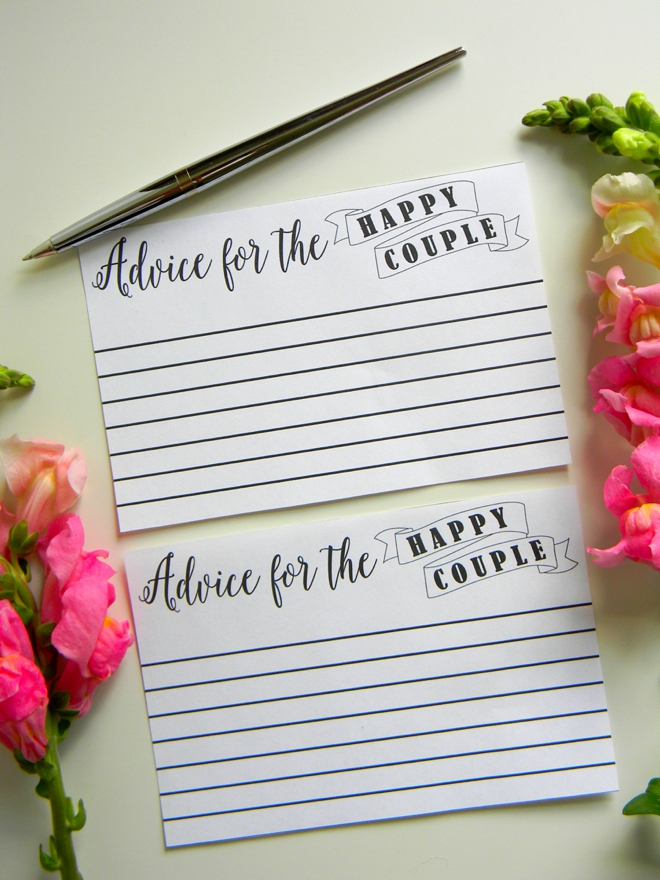 FREE wedding advice card printable from JustForKeeps!