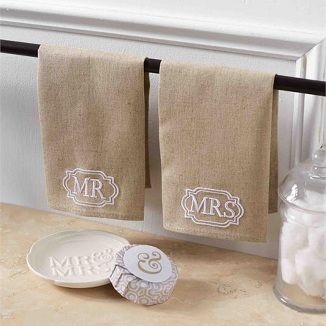 Mr & Mrs Towels gift set for newlyweds from The Bride Tank Top Shop