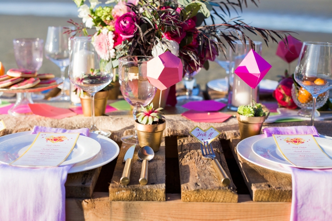 Neon Pink and Gold beach wedding inspiration