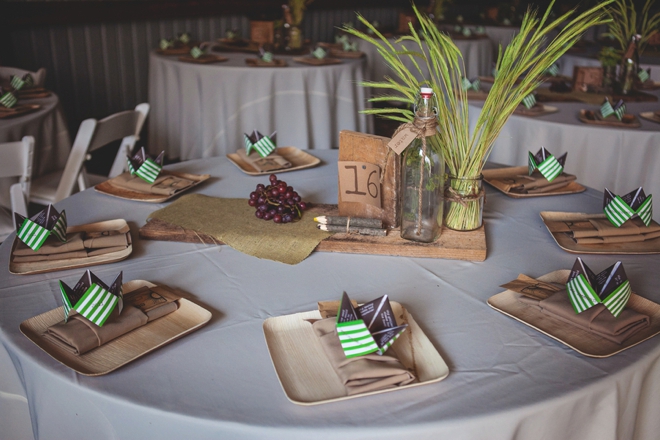 Rustic brown and green, cabin wedding