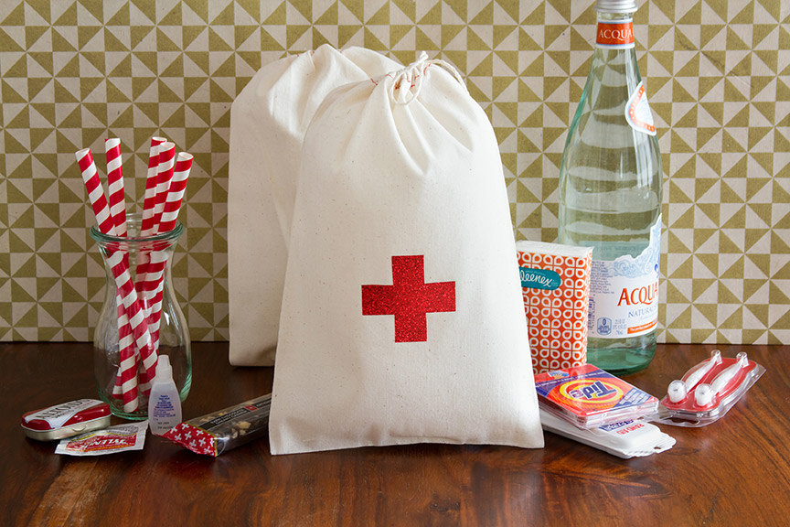 Red Glitter Hangover Bags from Be Collective