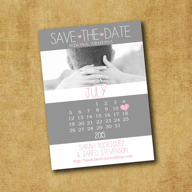 Printable Save The Date Calendar Invitation from Wedinfinity