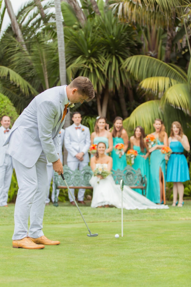 Golfing groom