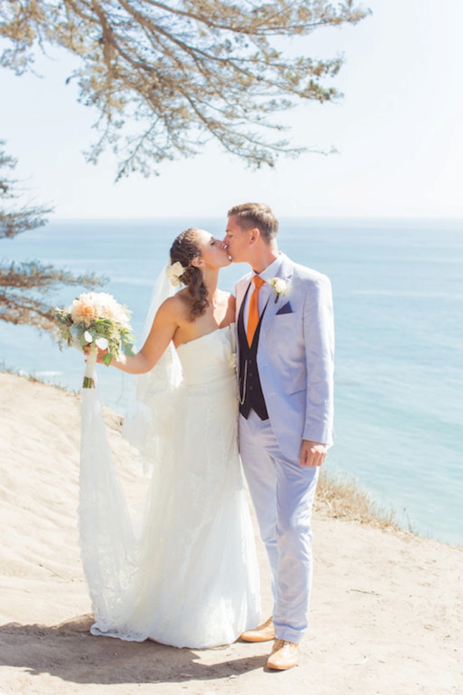 Bright orange and turquoise boho-beach wedding!