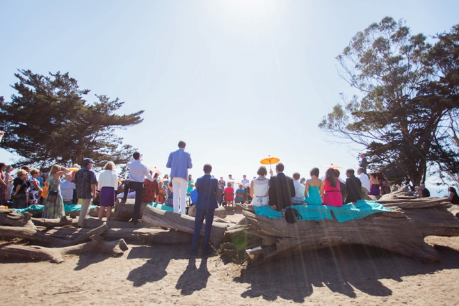 Bright orange and turquoise boho-beach wedding!