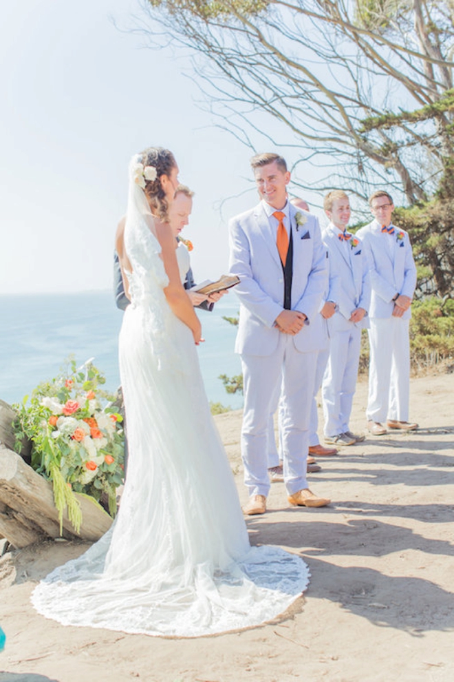 Bright orange and turquoise boho-beach wedding!