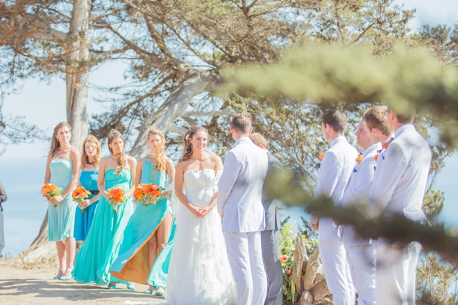 Bright orange and turquoise boho-beach wedding!