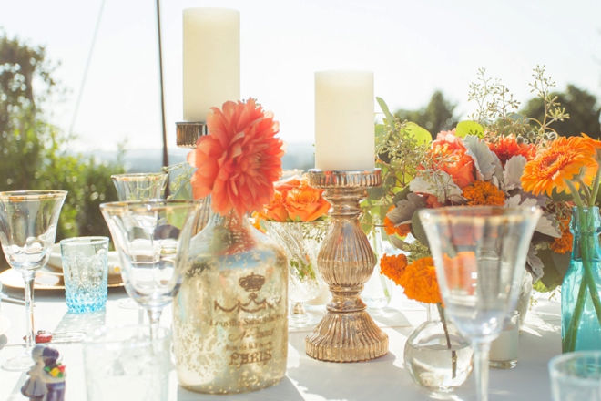 Bright orange and turquoise boho-beach wedding!