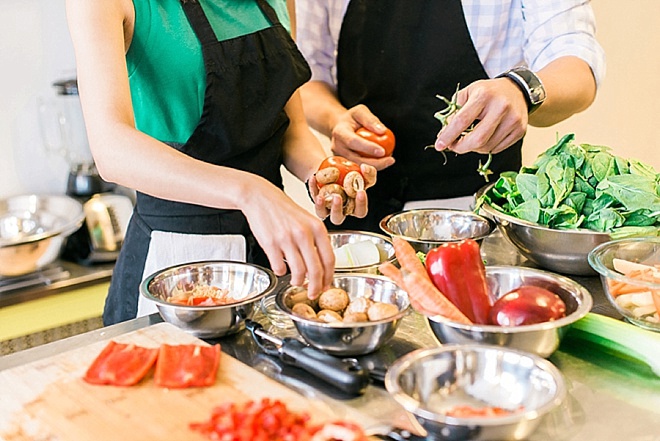 Adorable engagement shoot during a private cooking class!