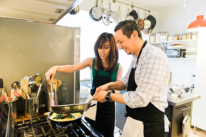 Adorable engagement shoot during a private cooking class!