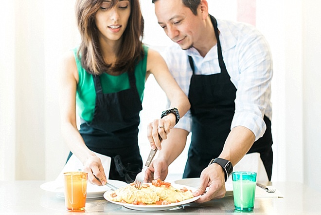 Adorable engagement shoot during a private cooking class!