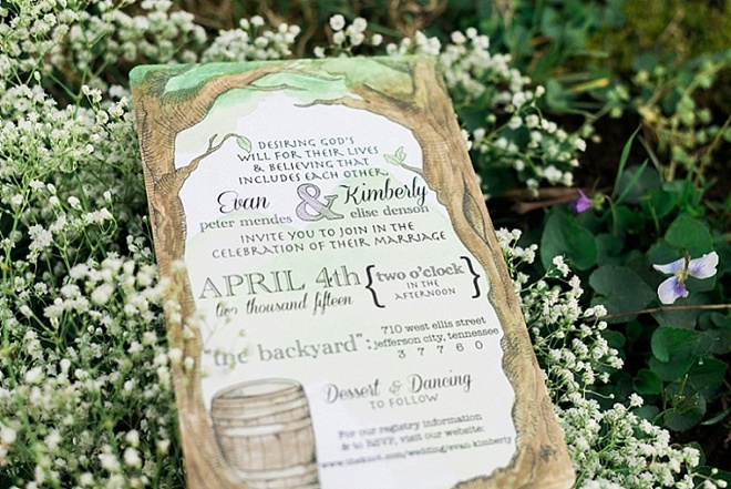 Handmade, backyard wedding invitations!