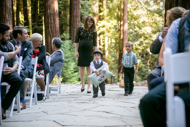 Ring bearer carrying a large pillow