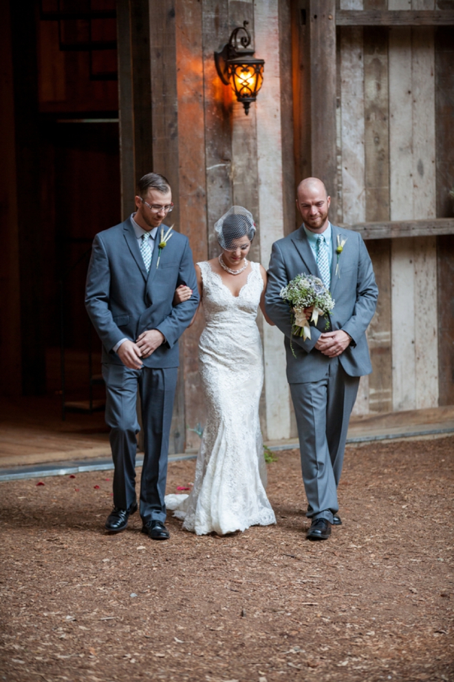 The bride walking down the aisle