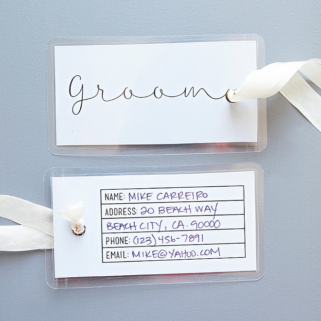 Adorable DIY wedding luggage tags!