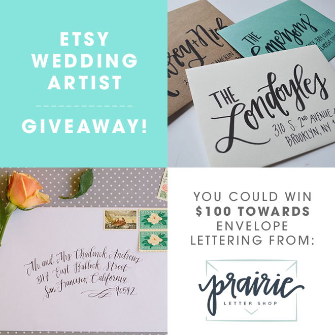 You could win $100 for envelope lettering from Prairie Letter Shop!