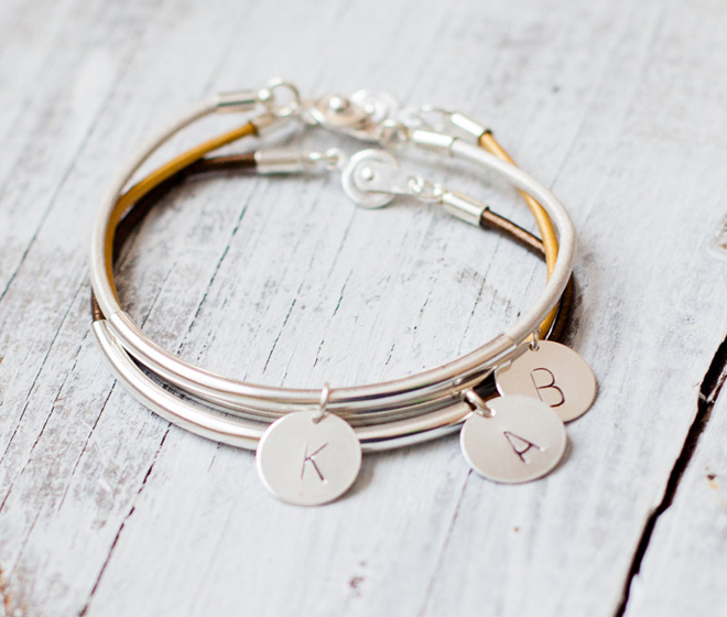 Leather Initial Bracelets from Folirin