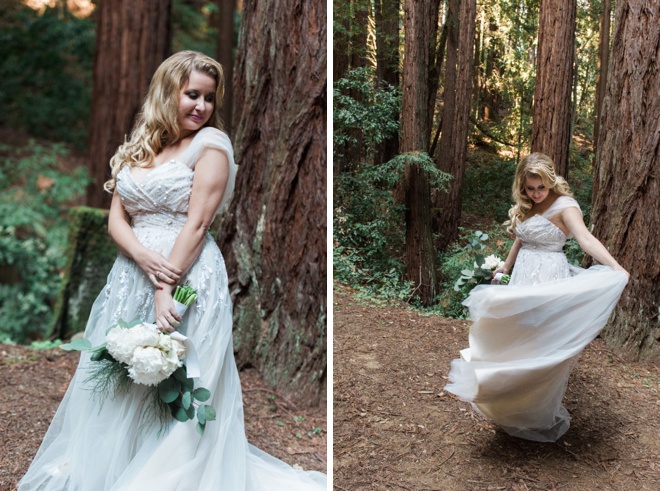 Gorgeous forest bride in a Hayley Paige gown