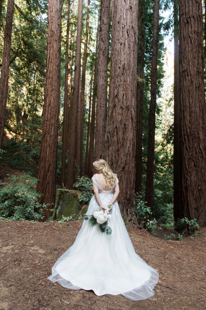 Gorgeous forest bride in a Hayley Paige gown