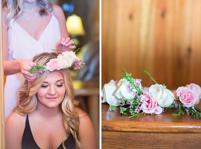 Bride wearing a flower crown