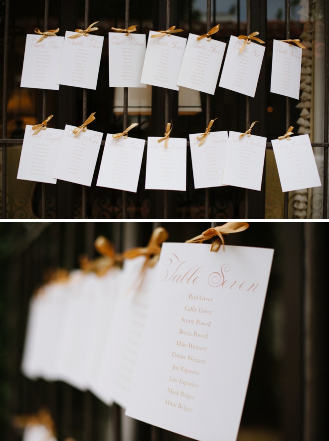 Awesome handmade wedding seating chart, cards + ribbons!