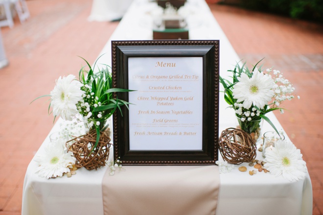 Handmade wedding menu sign
