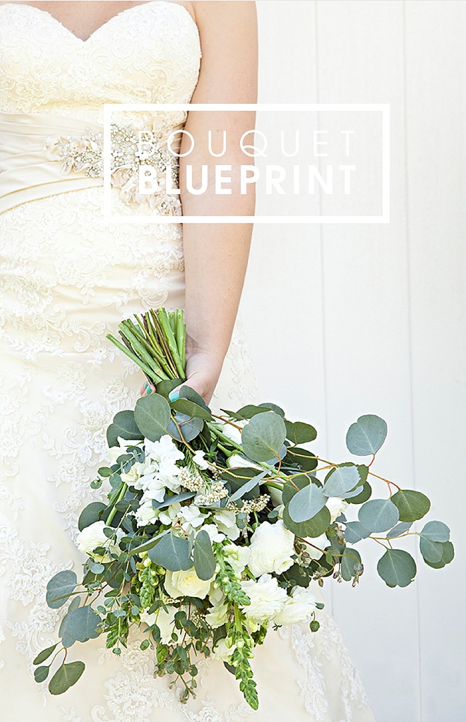 Gorgeous DIY eucalyptus and ranunculus wedding bouquet