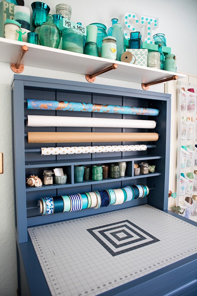 Craft Room Furniture Cheap : Craftaholics Anonymous Small Craft Room Storage Ideas - Make this craft room work table with file cabinets with this tutorial from ' in my own style '.