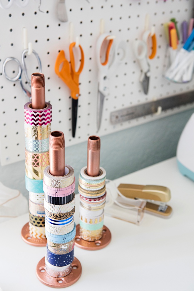 Gas pipe painted copper to hold washi tape!
