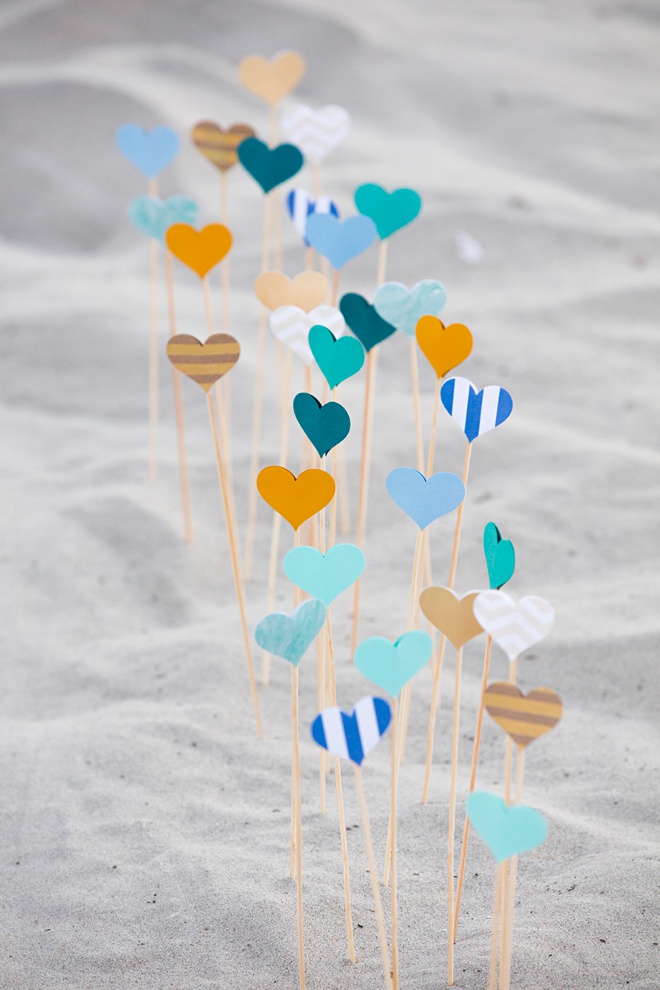 Awesome DIY idea for making heart picks for wedding aisle decor!