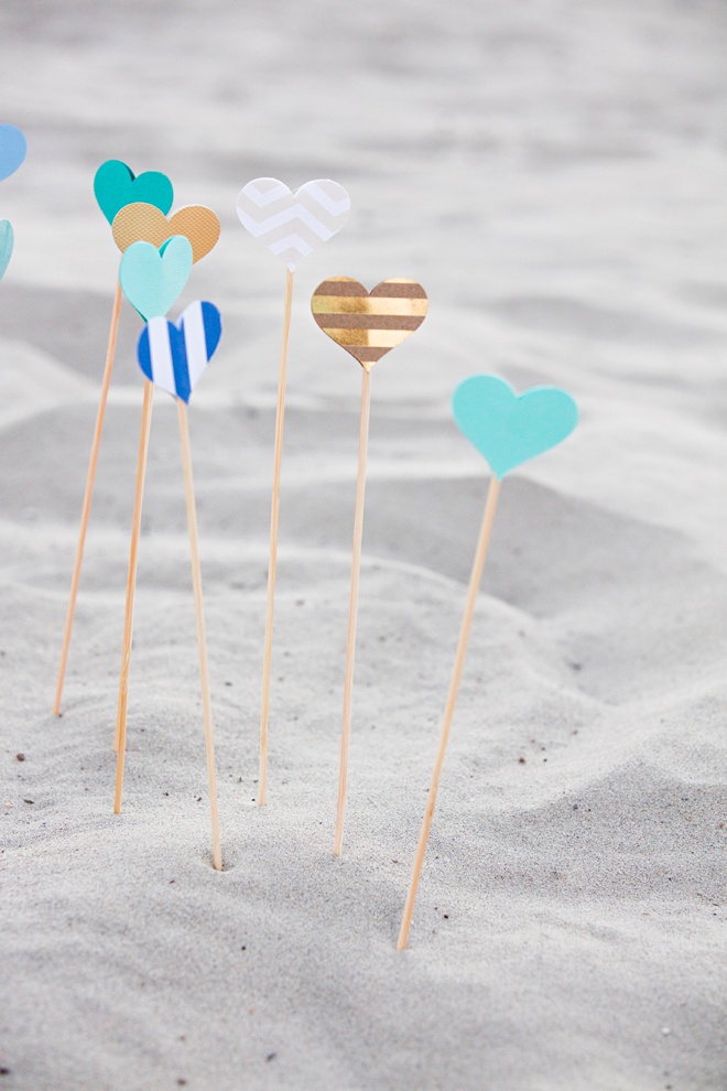 Awesome DIY idea for making heart picks for wedding aisle decor!