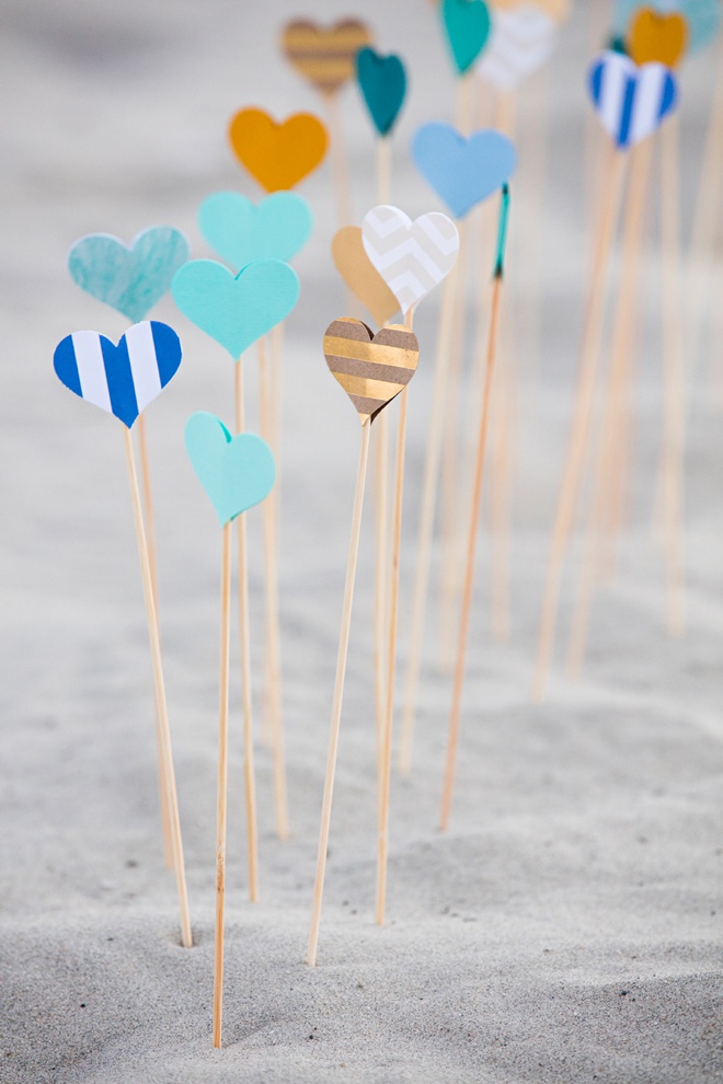 Awesome DIY idea for making heart picks for wedding aisle decor!