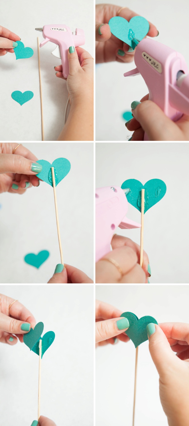 Awesome DIY idea for making heart picks for wedding aisle decor!